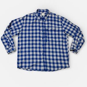 Men's Heybo Stonecamp Brushed Flannel Shirt Blue & White Size XL